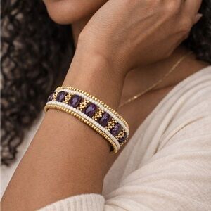 Hand Crafted Gold and Purple Crystal Bracelet
